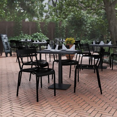 Nash Black Steel Armless Stackable Indoor-Outdoor Chairs, Set of 4