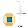 EVERLY JEWELRY | Yellow Plated Sterling Silver 3/4 CT TGW Square Blue Agate Stud Earrings - 3 of 4