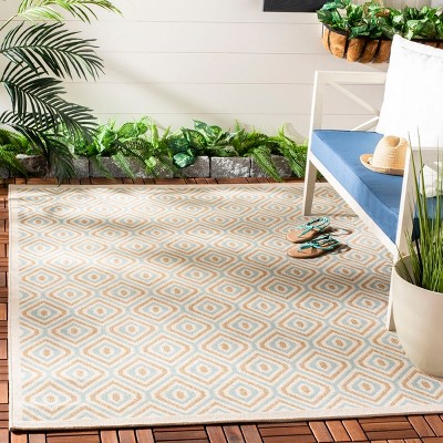 Rectangular Off-White Stain-Resistant Synthetic Area Rug