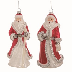 Transpac Glass Rhinestone Santa Ornament Set of 2 Christmas Home Decorations - 1 of 1