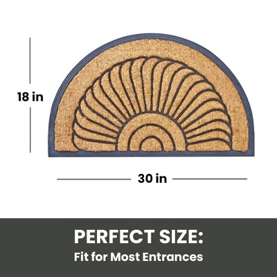 Half-Round Brown Coir Outdoor Door Mat with Rubber Backing