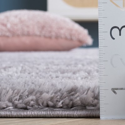 Tahoe Round Grey Shag Wool and Cotton Rug
