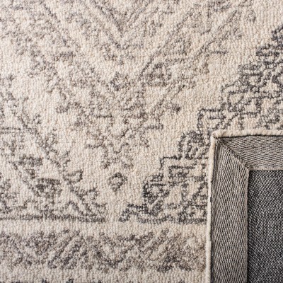 Handmade Off-White Wool Tufted Rectangular Area Rug 5x8