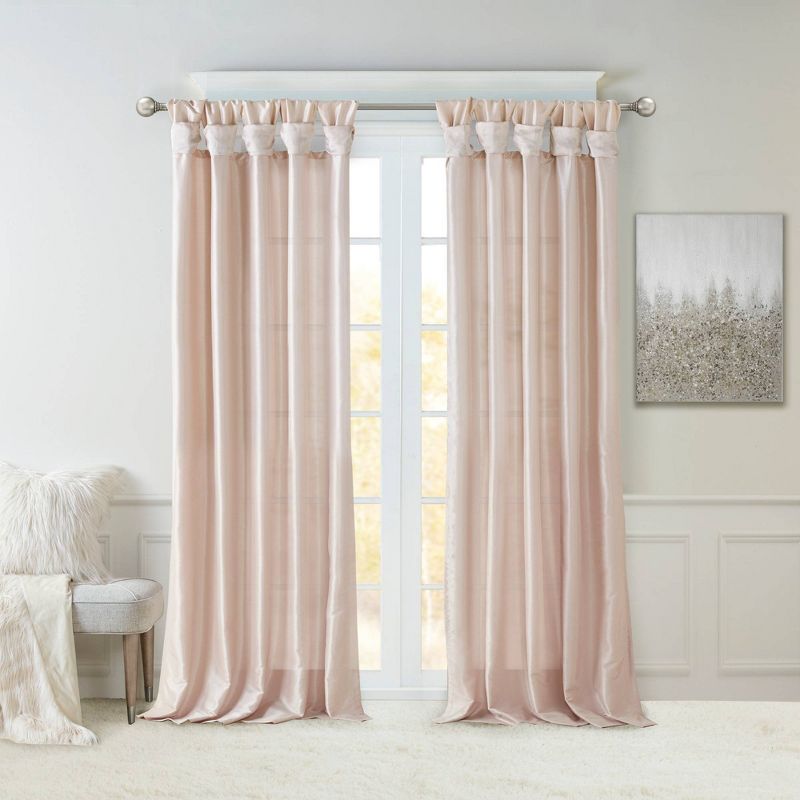 Lillian Twisted Tab Light Filtering Lined Curtain Panel, 3 of 9