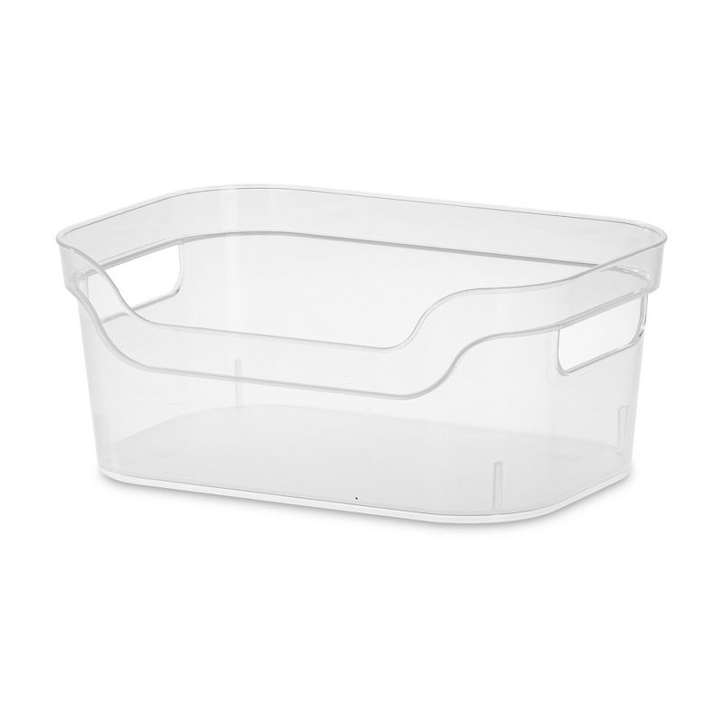 Sterilite 9.5 x 6.5 x 4 Inch Small Open Scoop Front Clear Storage Bin with Comfortable Carry Through Handles for Household Organization, 3 of 7