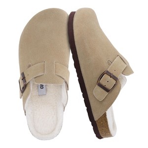 CUSHIONAIRE Women's Hana Cork footbed clog with Genuine Leather upper, Faux Fur lining, and +Comfort - 1 of 4