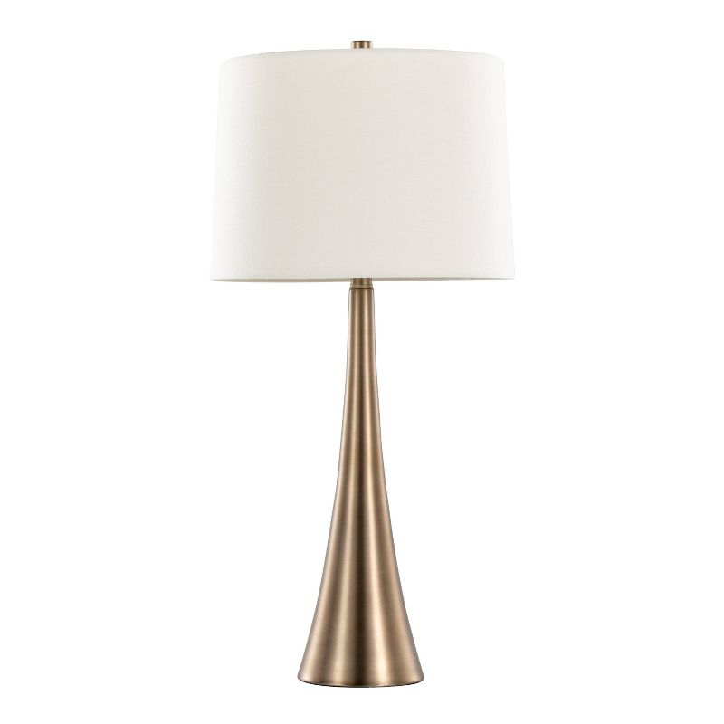 LumiSource (Set of 2) Diana 29&#34; Contemporary Metal Table Lamps Matte Golden Bronze with White Linen Shade from Grandview Gallery, 2 of 8
