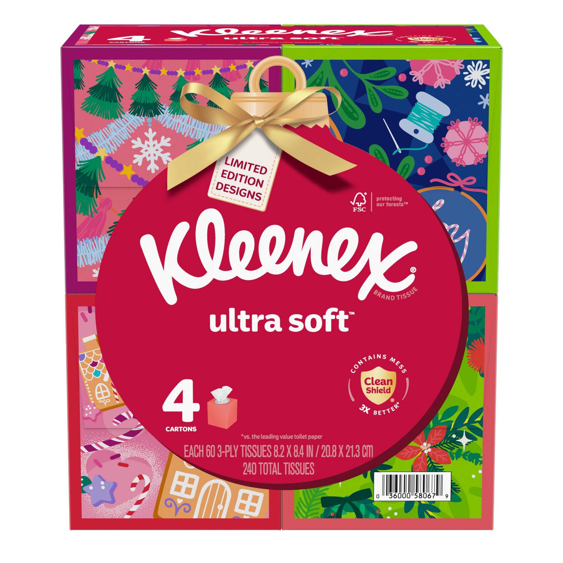 Kleenex Ultra Soft Holiday Facial Tissue - 4pk/60ct
