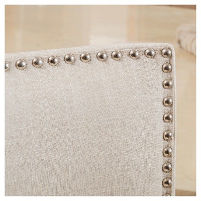 Ivory Linen and Espresso Wood Barstools Set of 2
