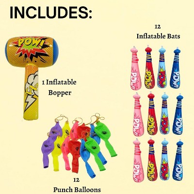 Seematn Inflatable Baseball Bats & Punch Balloons - 32 Pcs Pow Bat Toy Party Favors