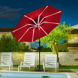 Costway 9Ft Solar LED Market Umbrella Aluminum Crank Tilt 16 Strip Lights - 1 of 4
