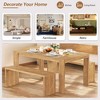 3-Piece Farmhouse Dining Table Set with 2 Benches, Space-Saving Wood Kitchen Table for Dining Room or Kitchen - 3 of 4
