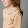 Hope & Henry Girls' Organic Long Sleeve Intarsia Trim Crew Neck Sweater, Camel Heather Trim Intarsia, XX-Small - 3 of 4