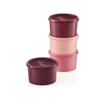 Tupperware Heritage 2pk (7.5c) Plastic Cookie Canister Set Red