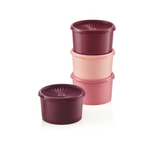 Pink Tupperware Set of 2 Canisters Vintage 