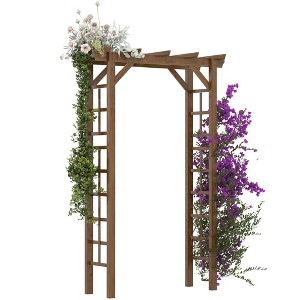Aghana Digitals 7.5' Fir Wood Garden Arbor Arch with Pergola Top - Sturdy Outdoor Trellis for - 1 of 4