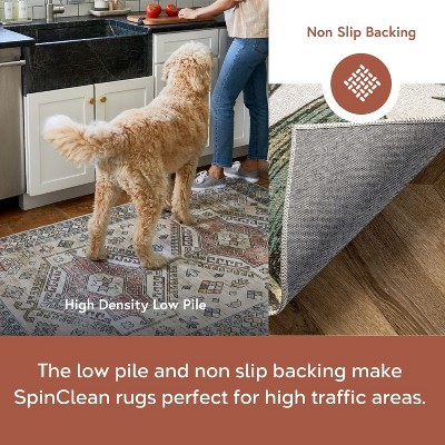 Elen 8' x 10' Olive Synthetic Reversible Washable Area Rug