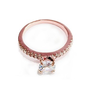 14K Rose Gold Engagement Ring with crystals - 1 of 3