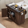 Sapphtopaz Kitchen Island with Trash Can & Drop Leaf, Kitchen Cabinet with Towel Rack & Drawer, Spice Rack Rolling Cart for Kitchen, Dining Room - 3 of 4
