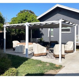 PURPLE LEAF Outdoor Aluminum Pergola Patio White Metal Pergola with Sun Shade Retractable Canopy for Backyard Garden Deck - 1 of 4