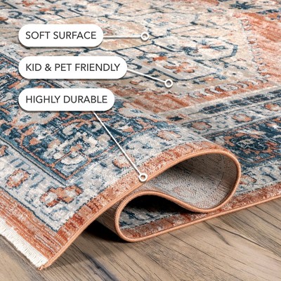 Reversible Orange Medallion 4' x 6' Synthetic Area Rug