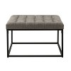 28" Square Button Tufted Metal Ottoman - WOVENBYRD - 3 of 4