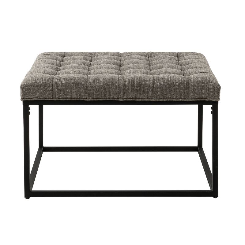28" Square Button Tufted Metal Ottoman - WOVENBYRD, 1 of 27