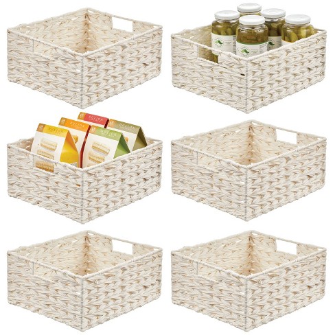 mDesign Woven Plastic Kitchen Pantry Storage Bin Basket - 6 Pack - Gray  Ombre