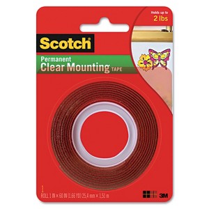 Scotch Double-Sided Mounting Tape Industrial Strength 1" x 60" Clear/Red Liner 410P - 1 of 4