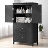Bathroom Storage Cabinet with 2 Doors and 2 Drawers, Freestanding MDF Cabinet with Adjustable Shelf, Anti-Tip Device - 3 of 4