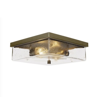 Toltec Lighting Nouvelle 2 - Light Flush Mount in  New Aged Brass with 13" Clear Bubble Shade