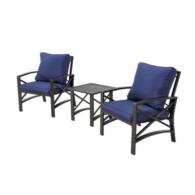 5-Piece Blue Metal Patio Conversation Set with Cushions