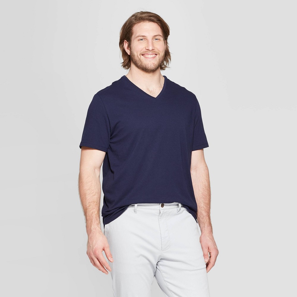 Men's Tall Standard Fit Short Sleeve Lyndale V-Neck T-Shirt - Goodfellow & Co Xavier Navy MT, Xavier Blue was $8.0 now $5.0 (38.0% off)