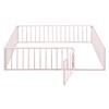 CAVINAS Twin/Full/Queen Size Metal Bed Frame with Safety Fence & Door,Modern Floor Bed for Kids Room,Playroom - 4 of 4