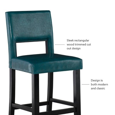 Vega 24" Blue Faux Leather and Wood Counter Stool
