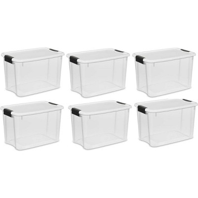 Sterilite 30 Quart Clear Plastic Latching Storage Container Box (6 Pack)