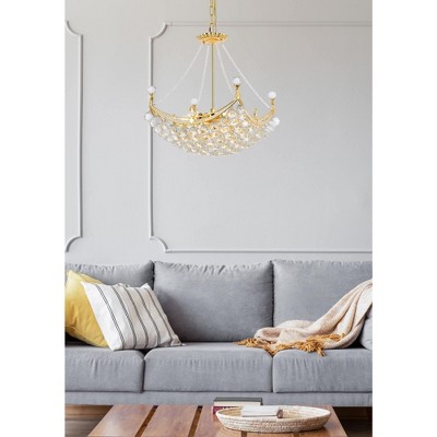 Gold and Clear Crystal 8-Light Chandelier with Royal Cut Trim