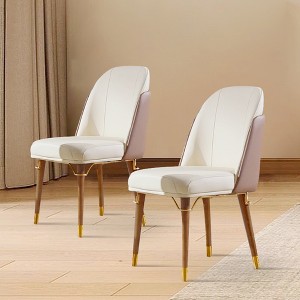 POVISON Modern Luxury Upholstered Dining Chairs Set of 2, Accent Side Chairs, Beige & Brown - 1 of 4