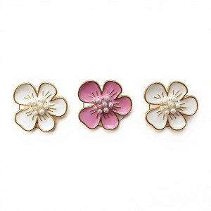 Anna-Kaci 3-Piece Enamel Flower Car Air Vent Clip Set with Pearl Center Design 1.1in - Pink - 1 of 4