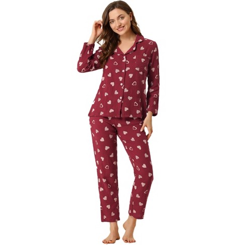 Cheibear Womens Flannel Pajama Sets Winter Cute Printed Long