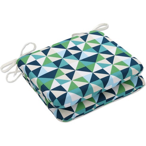 Kaleidoscope Geo 2pc Outdoor Seat Cushion Set Nile Green - Pillow Perfect - image 1 of 4