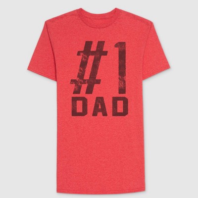 Men's Number One Dad Short Sleeve Graphic T-Shirt - Heather Red