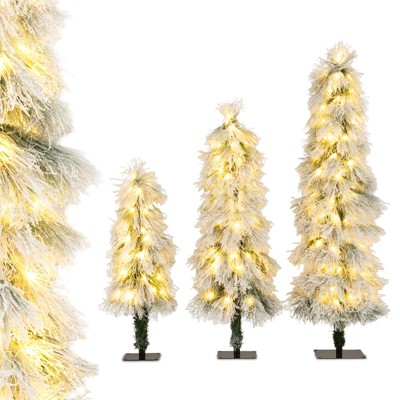 Costway 3' 4' 5' Artificial Christmas Tree Set with 30 + 50 + 66 Branch Tips Holiday Decoration Tree