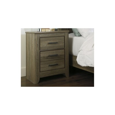 Warm Gray Transitional 3-Drawer Nightstand with Antiqued Pulls