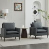 Set of 2 Faux Leather Lounge Chairs, Modern Retro Upholstered Single Sofa Armchairs with Cushions for Living Room or Bedroom-Koiai - 2 of 4