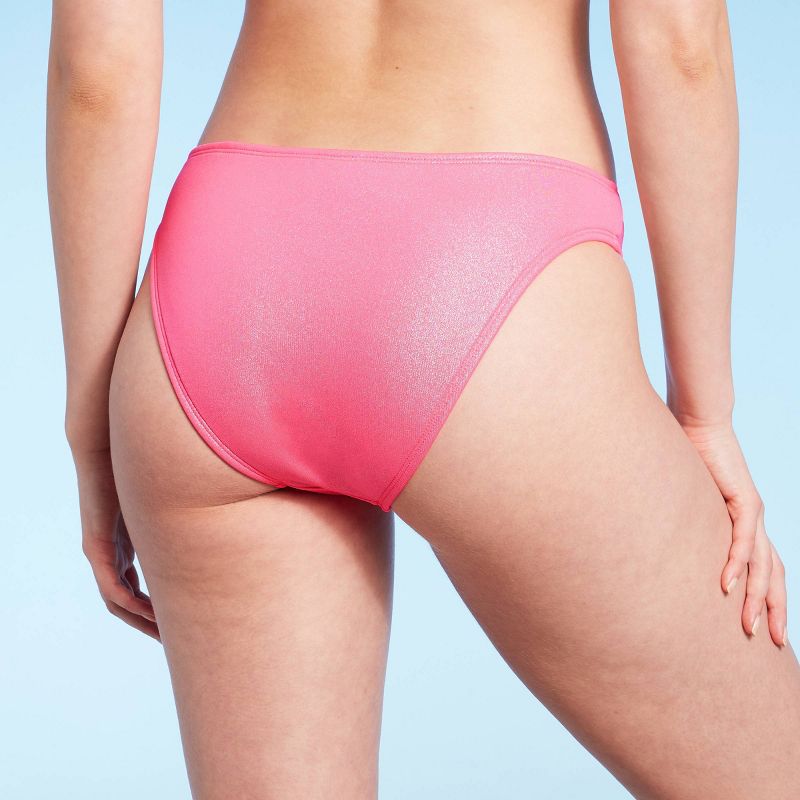 Women's Cheeky Bikini Bottom - Wild Fable™ Pink Shine, 3 of 17