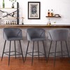 Bar Stools Set of 2, 29''  Velvet Counter Height Bar Stools, Modern Bar Stools for Kitchen Island with Backrest Footrest Sturdy Metal Steel Frame - 2 of 4