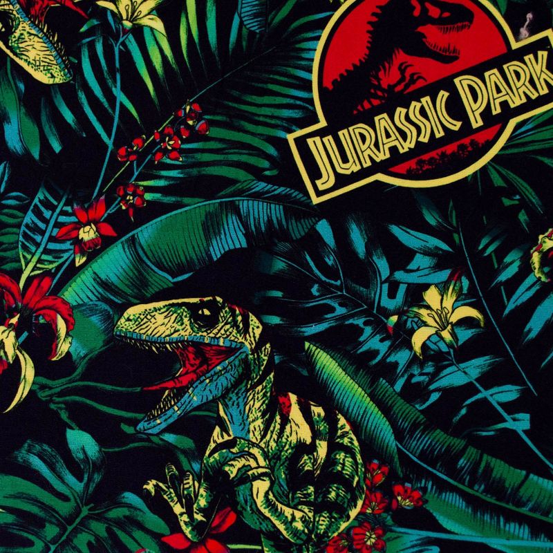 Men's Jurassic Park Classic Logo Hawaiian Print Button Down Shirt, 2 of 4