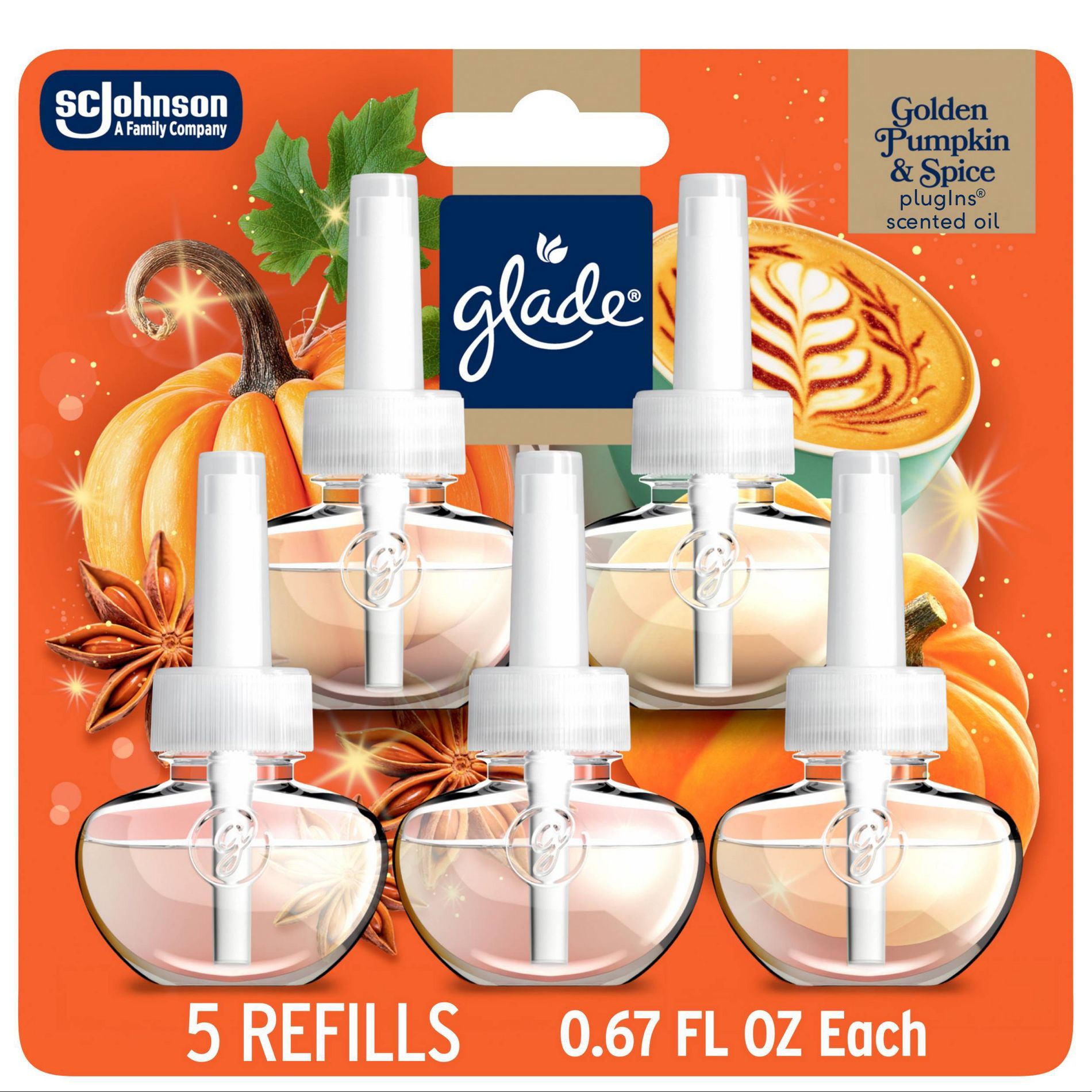 Glade Fall Scented Oil Air Freshener PlugIns Refills - Golden Pumpkin & Spice - 3.35 fl oz/5pk