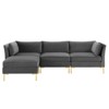4pc Ardent Performance Velvet Sectional Sofa Gray - Modway: Luxurious Upholstered Seating, Wood Frame - 3 of 4